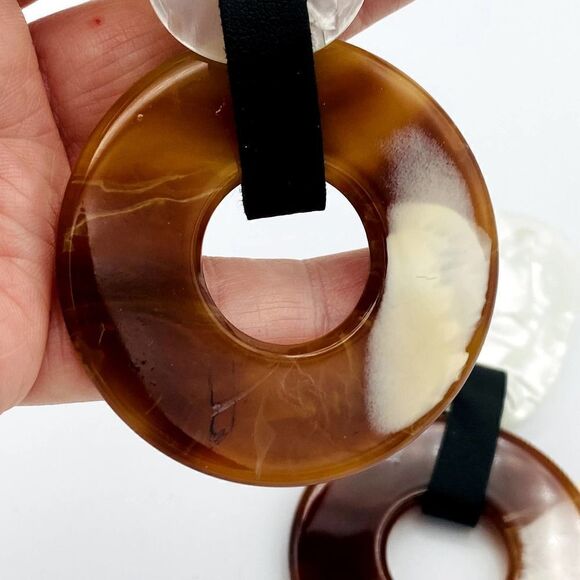 Amrita Singh Resin and Faux Leather Large Statement Earrings - Picture 3 of 6